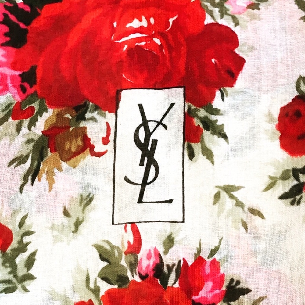 YSL Roses Cotton XL Shawl/Pareo 55 x 52”